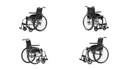 Isolated manual wheelchairs offering mobility solutions on white background