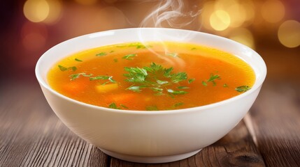 Delicious hot soup bowl with two spoons for warming comfort meal nutritious lunch dinner food photography.