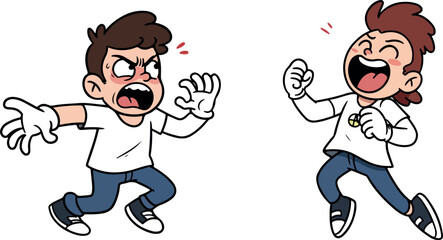 Fototapeta premium Cartoon Men Arguing With Anger And Laughter White Background Vector