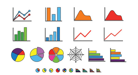 Various types of data charts graphs and diagrams for presentations