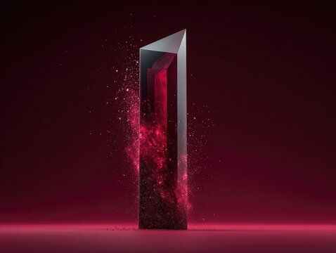 Abstract Crystal Formation with Red Particles.