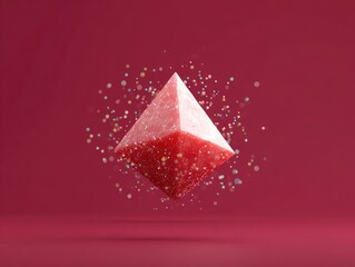 Fototapeta premium Abstract Geometric Crystal Sculpture with Glittering Particles.