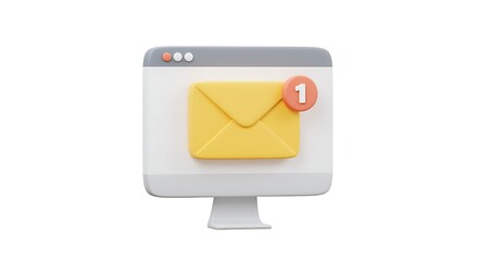 Incoming Email Notification on Computer Screen Illustrating Digital Communication and Message Delivery with a Clean Design and Modern Interface