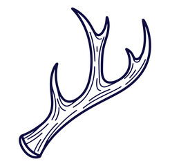 Fototapeta premium Vector illustration of a hand drawn deer antler in a minimalist and stylish design on white