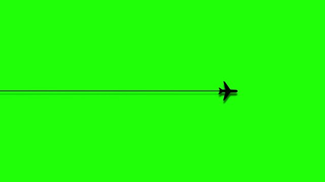 Animation with plane flying. Plane path nimation. Motion graphic design. Alpha channel.