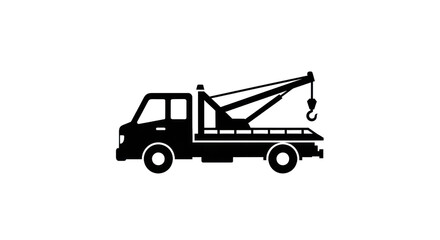 Tow truck silhouette illustration on transparent background for commercial use