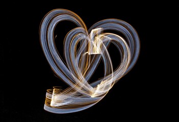 Abstract Heart Shape Light Painting.