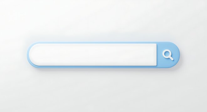 Minimalist Search Bar Design with Magnifying Glass Icon in Pastel Blue and White Modern Web Element and User Interface Template