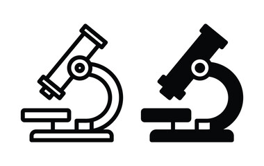 Black and White Microscope Illustration for Science and Education Themes