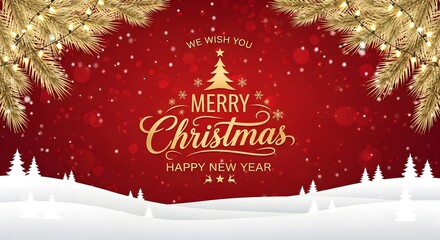 Merry christmas and happy new year greeting card design