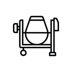 Black line icon for cement mixer