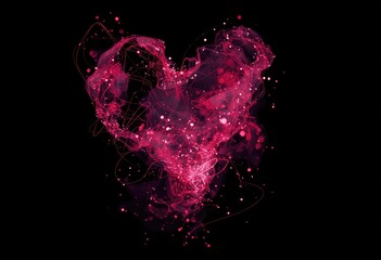 Abstract Pink Nebula Heart Shape.