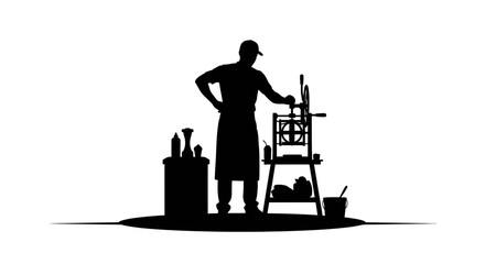 Skilled artisan crafting artisanal goods using traditional machinery and ingredients, embodying dedication to quality and time honored techniques for a premium product experience.