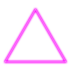 Bright pink neon triangle isolated on transparent background, png