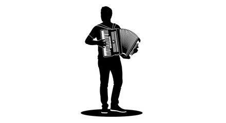 Skilled musician masterfully plays a vintage accordion, radiating joy and musical passion with every bellows push and key press, perfect for cultural celebrations or performance promotions.