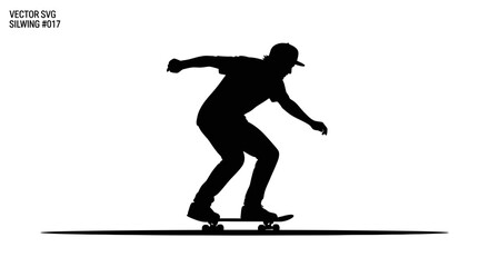 Dynamic skateboarder silhouette capturing a moment of pure freedom and athletic prowess on a street, embodying urban youth culture and active lifestyle passions.