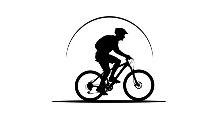 Dynamic silhouette of a mountain biker in action, embodying adventure, freedom, and the thrill of outdoor sports with a sleek, modern design appealing to active lifestyles. © Chathuranga