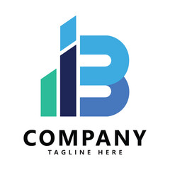 B finance chart logo design inspiration vector illustration