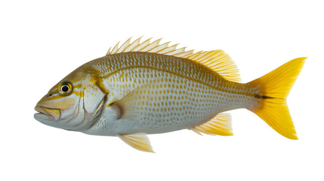 yellow spotted snapper fish swimming crystal water