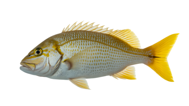 yellow spotted snapper fish swimming crystal water