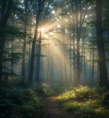 sunrise in the forest