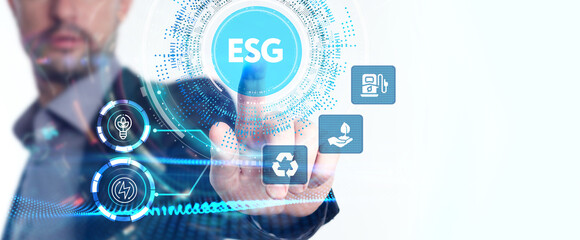 ESG Environmental Social Governance concept. Technology, Internet and network concept.