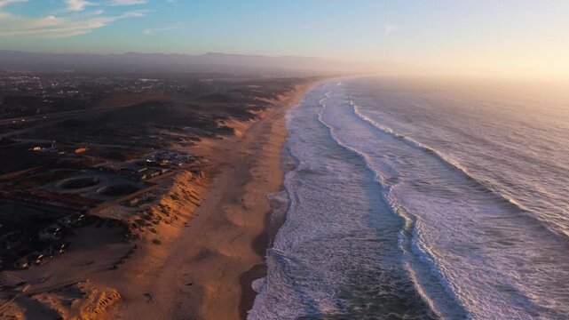 Aerial View Of Marina Beach At Sunset
