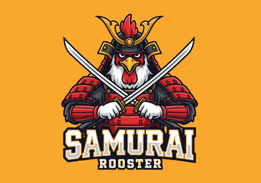 Samurai rooster gaming logo design - Gaming logo - Gaming Mascot - esport mascot vector illustration