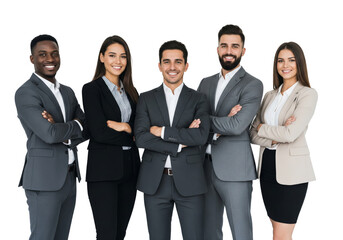 Fototapeta premium Happy business team crossed arms isolated on white or transparent background
