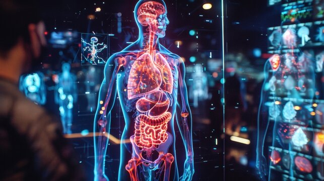 Human body internal organs visualization on a digital screen - Powered by Adobe