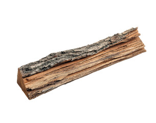Rough bark wood log isolated on a transparent background