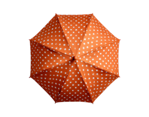 Orange polka dot umbrella isolated on a transparent background 2