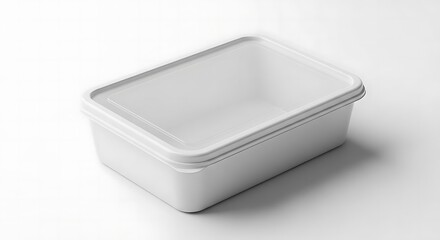 White Plastic Container with Lid on a White Background Storage and Packaging Concept
