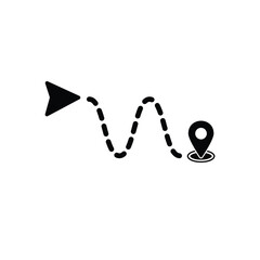 Navigation path line icon with arrow indicating start point and pin marker showing destination location on map
