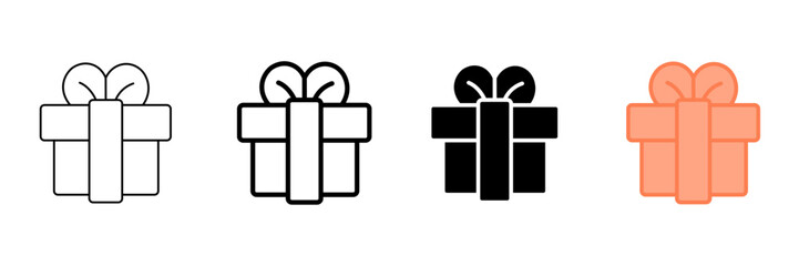 Set of minimalist gift box icons with transparent background, depicting presents for holidays, celebration events, and special offers, vector illustration