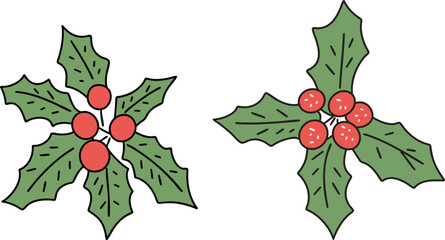 성탄절 장식 소품 식물 일러스트 3