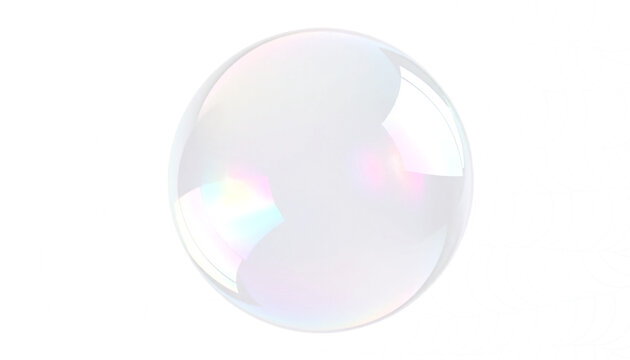transparent soap bubble with iridescent rainbow sheen, smooth surface reflection, soft glow, isolated transparent background, photoreal.
