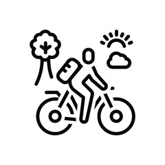 Black line icon for cycling journey