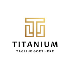 Golden Initial Letter T with modern geometric abstract stylized for business luxury products or corporate identity logo design