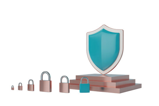 3d security lock and shield icon set representing protection and privacy concept - Powered by Adobe