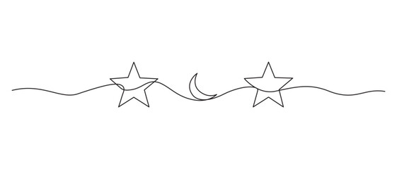 Christmas star and moon one line art drawing,7