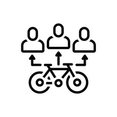 Black line icon for bicycle share