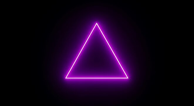 Glowing neon purple triangle on a black background