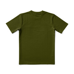Apparel Mockup of High-Quality Blank Olive T-Shirt Front View Template on White Transparent Background 
