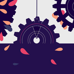 Fototapeta premium Abstract geometric gears in motion with colorful elements