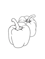 Outline Drawing of Two Bell Peppers
