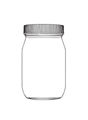 Empty Glass Jar with Lid Line Art