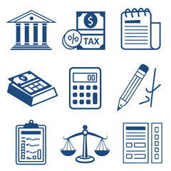 Set of accounting finance and business flat vector icons