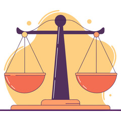 Simple rounded scales of justice balanced gold illustration