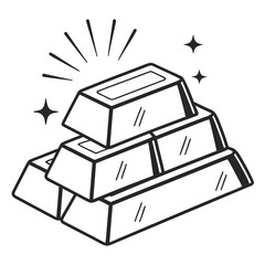 Stack of gold bars in a simple line drawing